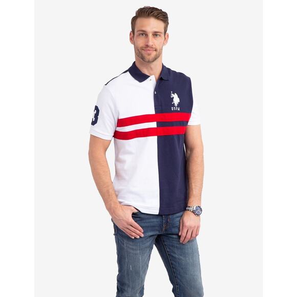 U.S. Polo Assn. Other - U.S. Polo Assn. Men's Slim Fit Short Sleeve Color Block Pique Polo Size Medium